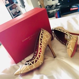 Charles Jourdan Gold Pumps